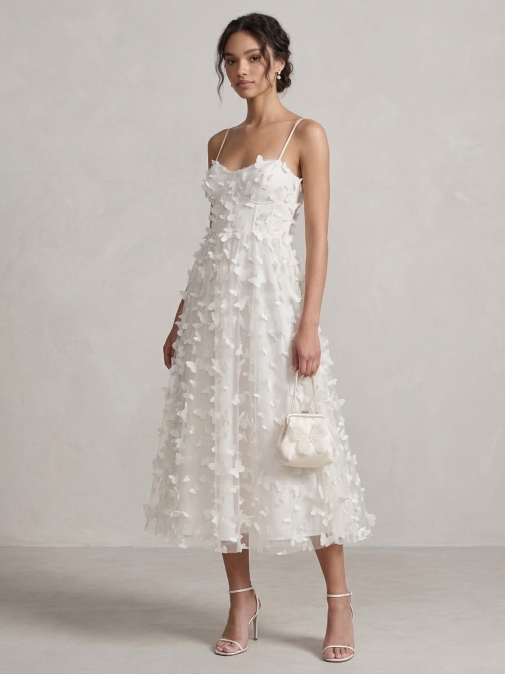 Thirty / Thirty LA 3D Butterfly Midi Length White Dress in Womens Size XS